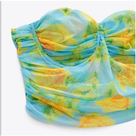 NWT Zara BLOGGERS FAV TULLE CORSET TOP SMALL - Picture 3 of 8